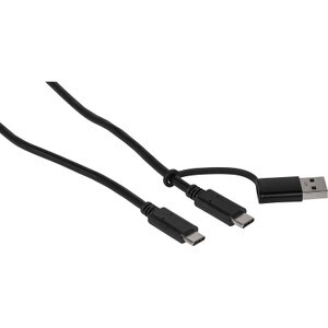 Main product image for USB-C to USB-C cable with USB-A 3.0 Adapter Black 1m130-655